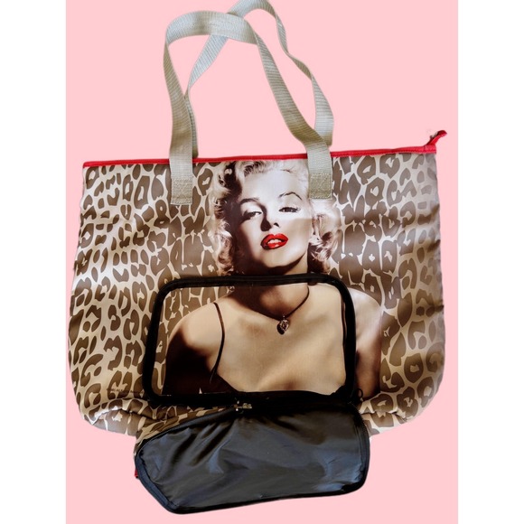 Radio Days Marilyn Monroe Large Tote Bag Leopard Print‎ Speakers 1995 Vintage - Picture 5 of 9